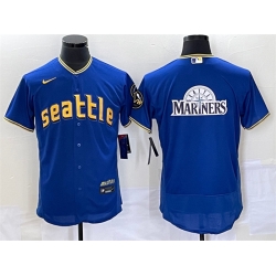 Men Seattle Mariners Royal Team Big Logo 2023 City Connect Flex Base Stitched Jersey