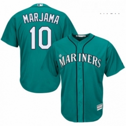 Mens Majestic Seattle Mariners 10 Mike Marjama Replica Teal Green Alternate Cool Base MLB Jersey 