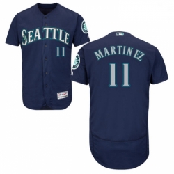 Mens Majestic Seattle Mariners 11 Edgar Martinez Navy Blue Flexbase Authentic Collection MLB Jersey