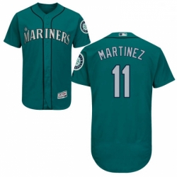 Mens Majestic Seattle Mariners 11 Edgar Martinez Teal Green Flexbase Authentic Collection MLB Jersey