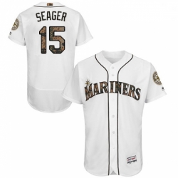Mens Majestic Seattle Mariners 15 Kyle Seager Authentic White 2016 Memorial Day Fashion Flex Base MLB Jersey