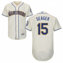 Mens Majestic Seattle Mariners 15 Kyle Seager Cream Alternate Flex Base Authentic Collection MLB Jersey