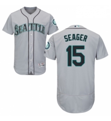 Mens Majestic Seattle Mariners 15 Kyle Seager Grey Road Flex Base Authentic Collection MLB Jersey