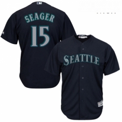 Mens Majestic Seattle Mariners 15 Kyle Seager Replica Navy Blue Alternate 2 Cool Base MLB Jersey
