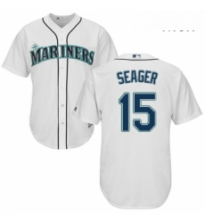 Mens Majestic Seattle Mariners 15 Kyle Seager Replica White Home Cool Base MLB Jersey