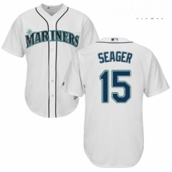 Mens Majestic Seattle Mariners 15 Kyle Seager Replica White Home Cool Base MLB Jersey