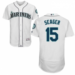 Mens Majestic Seattle Mariners 15 Kyle Seager White Home Flex Base Authentic Collection MLB Jersey