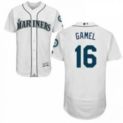 Mens Majestic Seattle Mariners 16 Ben Gamel White Home Flex Base Authentic Collection MLB Jersey