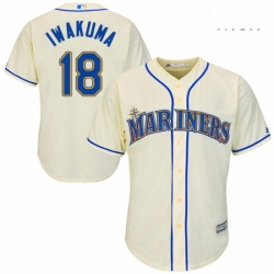 Mens Majestic Seattle Mariners 18 Hisashi Iwakuma Replica Cream Alternate Cool Base MLB Jersey