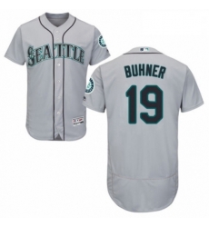 Mens Majestic Seattle Mariners 19 Jay Buhner Grey Road Flex Base Authentic Collection MLB Jersey