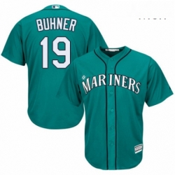 Mens Majestic Seattle Mariners 19 Jay Buhner Replica Teal Green Alternate Cool Base MLB Jersey 