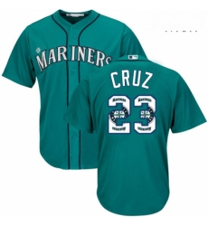 Mens Majestic Seattle Mariners 23 Nelson Cruz Authentic Teal Green Team Logo Fashion Cool Base MLB Jersey