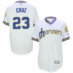 Mens Majestic Seattle Mariners 23 Nelson Cruz White Flexbase Authentic Collection Cooperstown MLB Jersey