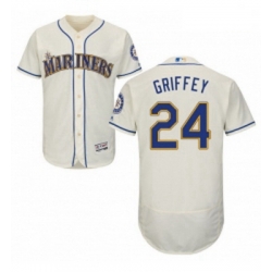 Mens Majestic Seattle Mariners 24 Ken Griffey Cream Alternate Flex Base Authentic Collection MLB Jersey