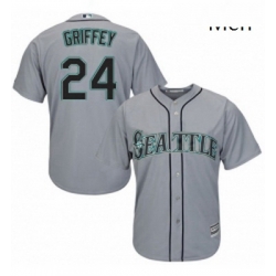 Mens Majestic Seattle Mariners 24 Ken Griffey Replica Grey Road Cool Base MLB Jersey