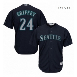 Mens Majestic Seattle Mariners 24 Ken Griffey Replica Navy Blue Alternate 2 Cool Base MLB Jersey