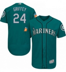 Mens Majestic Seattle Mariners 24 Ken Griffey Teal Green Alternate Flex Base Authentic Collection MLB Jersey
