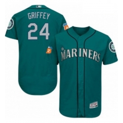 Mens Majestic Seattle Mariners 24 Ken Griffey Teal Green Alternate Flex Base Authentic Collection MLB Jersey