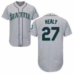 Mens Majestic Seattle Mariners 27 Ryon Healy Grey Road Flex Base Authentic Collection MLB Jersey