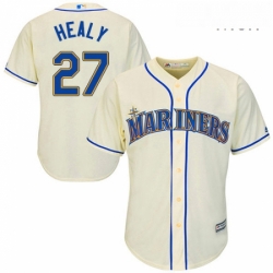 Mens Majestic Seattle Mariners 27 Ryon Healy Replica Cream Alternate Cool Base MLB Jersey 