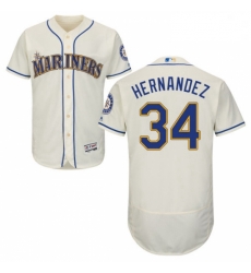 Mens Majestic Seattle Mariners 34 Felix Hernandez Cream Alternate Flex Base Authentic Collection MLB Jersey