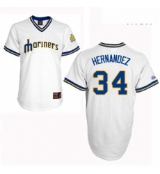 Mens Majestic Seattle Mariners 34 Felix Hernandez Replica White Cooperstown MLB Jersey