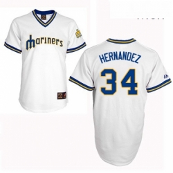 Mens Majestic Seattle Mariners 34 Felix Hernandez Replica White Cooperstown MLB Jersey