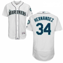 Mens Majestic Seattle Mariners 34 Felix Hernandez White Home Flex Base Authentic Collection MLB Jersey