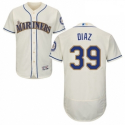Mens Majestic Seattle Mariners 39 Edwin Diaz Cream Alternate Flex Base Authentic Collection MLB Jersey