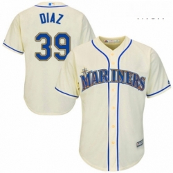 Mens Majestic Seattle Mariners 39 Edwin Diaz Replica Cream Alternate Cool Base MLB Jersey 
