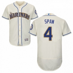 Mens Majestic Seattle Mariners 4 Denard Span Cream Alternate Flex Base Authentic Collection MLB Jersey