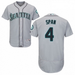 Mens Majestic Seattle Mariners 4 Denard Span Grey Road Flex Base Authentic Collection MLB Jersey