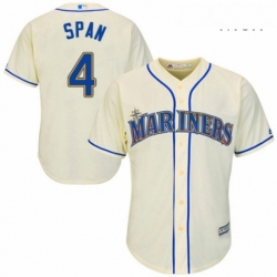 Mens Majestic Seattle Mariners 4 Denard Span Replica Cream Alternate Cool Base MLB Jersey 