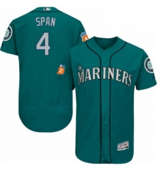 Mens Majestic Seattle Mariners 4 Denard Span Teal Green Alternate Flex Base Authentic Collection MLB Jersey