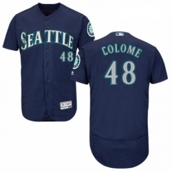 Mens Majestic Seattle Mariners 48 Alex Colome Navy Blue Alternate Flex Base Authentic Collection MLB Jersey