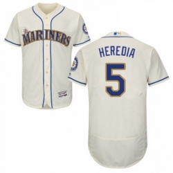Mens Majestic Seattle Mariners 5 Guillermo Heredia Cream Alternate Flex Base Authentic Collection MLB Jersey