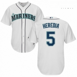 Mens Majestic Seattle Mariners 5 Guillermo Heredia Replica White Home Cool Base MLB Jersey 