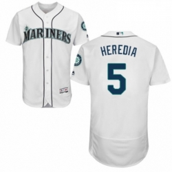 Mens Majestic Seattle Mariners 5 Guillermo Heredia White Home Flex Base Authentic Collection MLB Jersey