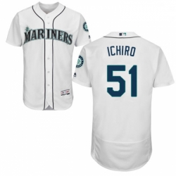 Mens Majestic Seattle Mariners 51 Ichiro Suzuki White Home Flex Base Authentic Collection MLB Jersey