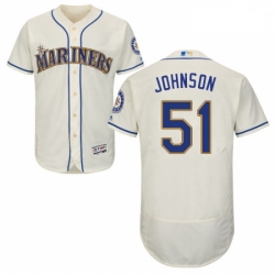 Mens Majestic Seattle Mariners 51 Randy Johnson Cream Alternate Flex Base Authentic Collection MLB Jersey