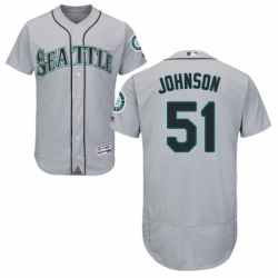 Mens Majestic Seattle Mariners 51 Randy Johnson Grey Road Flex Base Authentic Collection MLB Jersey
