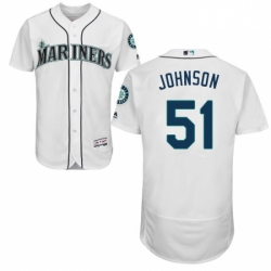 Mens Majestic Seattle Mariners 51 Randy Johnson White Home Flex Base Authentic Collection MLB Jersey