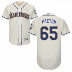 Mens Majestic Seattle Mariners 65 James Paxton Cream Alternate Flex Base Authentic Collection MLB Jersey