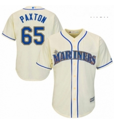 Mens Majestic Seattle Mariners 65 James Paxton Replica Cream Alternate Cool Base MLB Jersey 