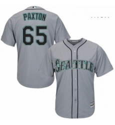 Mens Majestic Seattle Mariners 65 James Paxton Replica Grey Road Cool Base MLB Jersey 