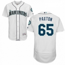 Mens Majestic Seattle Mariners 65 James Paxton White Home Flex Base Authentic Collection MLB Jersey