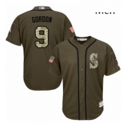 Mens Majestic Seattle Mariners 9 Dee Gordon Authentic Green Salute to Service MLB Jersey 