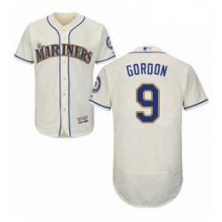 Mens Majestic Seattle Mariners 9 Dee Gordon Cream Alternate Flex Base Authentic Collection MLB Jersey