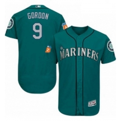 Mens Majestic Seattle Mariners 9 Dee Gordon Teal Green Alternate Flex Base Authentic Collection MLB Jersey 