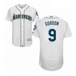 Mens Majestic Seattle Mariners 9 Dee Gordon White Home Flex Base Authentic Collection MLB Jersey
